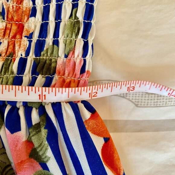 Summer Beachy Blue and White Stripe Floral Dress - Picture 6 of 6